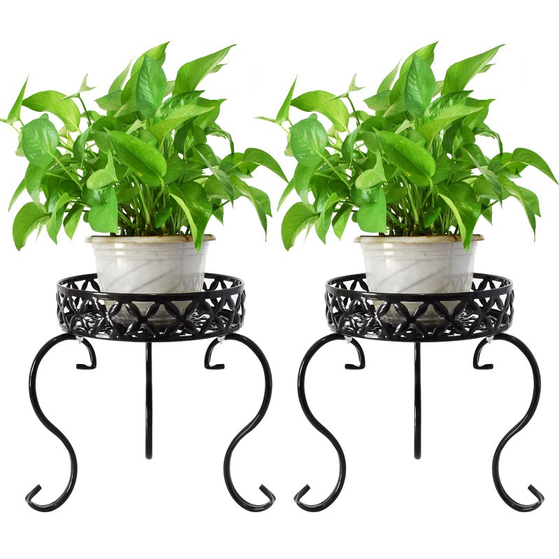 TLBTEK 2Pcs Planter StandMetal Round Potted Plant Stands IndoorOutdoor Multiple Modern Flower Pot Stand Holder Rack Planter Display for HomeKitchenPatioGarden Corner Balcony and Bedroom