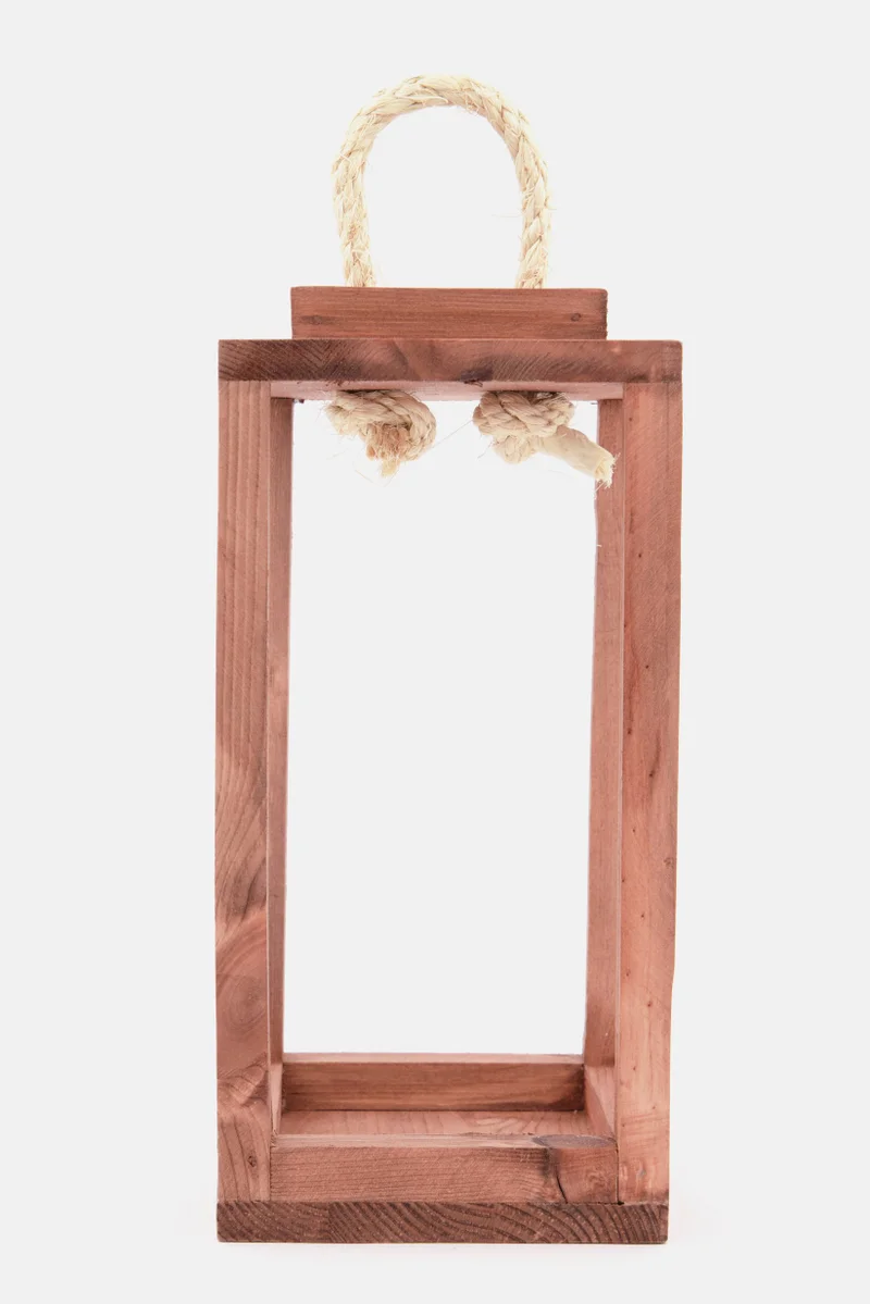 Muy Mucho Wooden Lantern 13 L x 25 H x 13 W cm, Tan