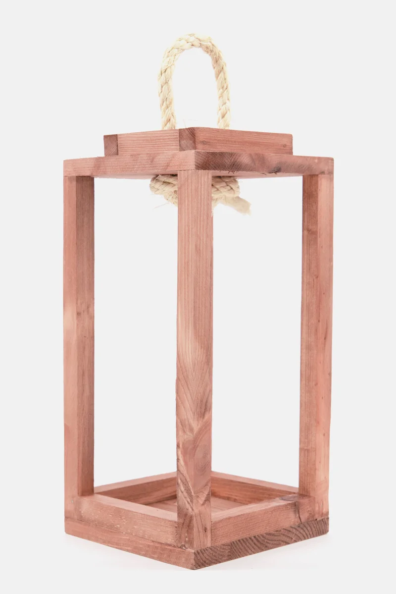 Muy Mucho Wooden Lantern 13 L x 25 H x 13 W cm, Tan