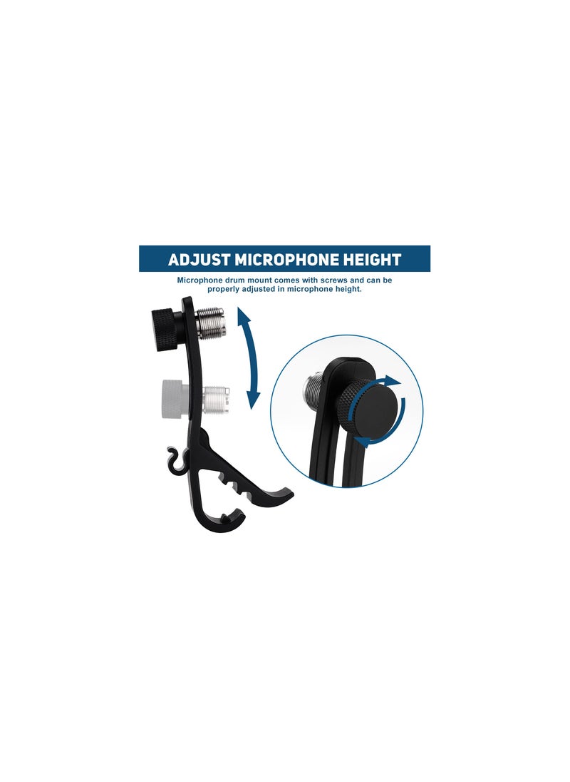 Generic Adjustable Drum Microphone Clip Holder, Shockproof Mic Mount Clamp for Secure Drum Recording, Professional Microphone Mounts for Musical Instruments (Set of 2)  - Image 5