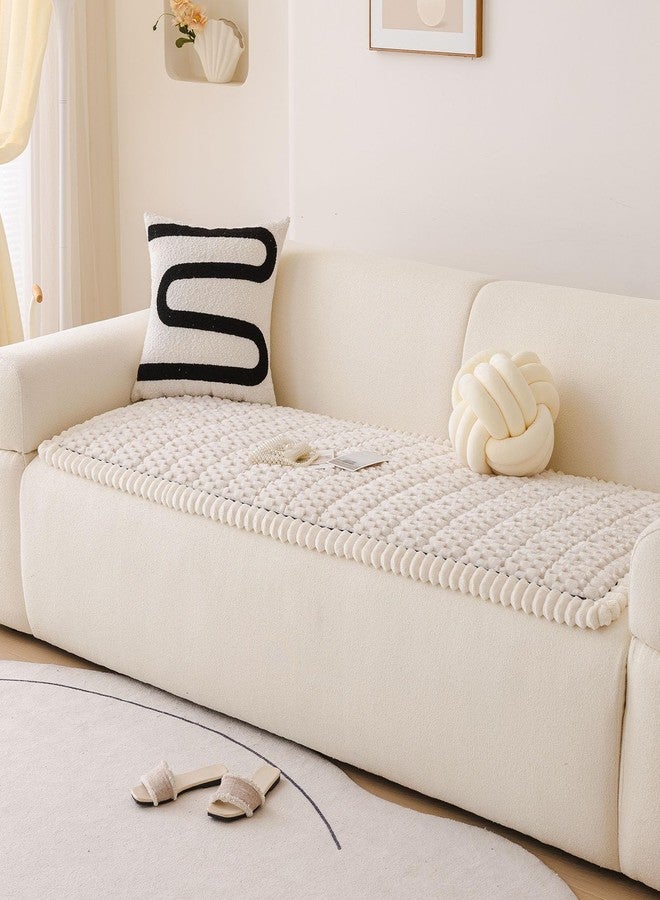 XSlive Faux Fur Couch Cover for Dogs Washable, Soft Cozy Non Slip Sectional Sofa Cover, Pet Couch Covers for 3 Cushion Sofa L Shaped, Furniture Protector for Pets Kids(Ivory,28"x59") - Image 4