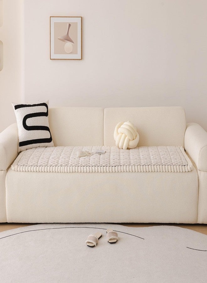 XSlive Faux Fur Couch Cover for Dogs Washable, Soft Cozy Non Slip Sectional Sofa Cover, Pet Couch Covers for 3 Cushion Sofa L Shaped, Furniture Protector for Pets Kids(Ivory,28"x59") - Image 3