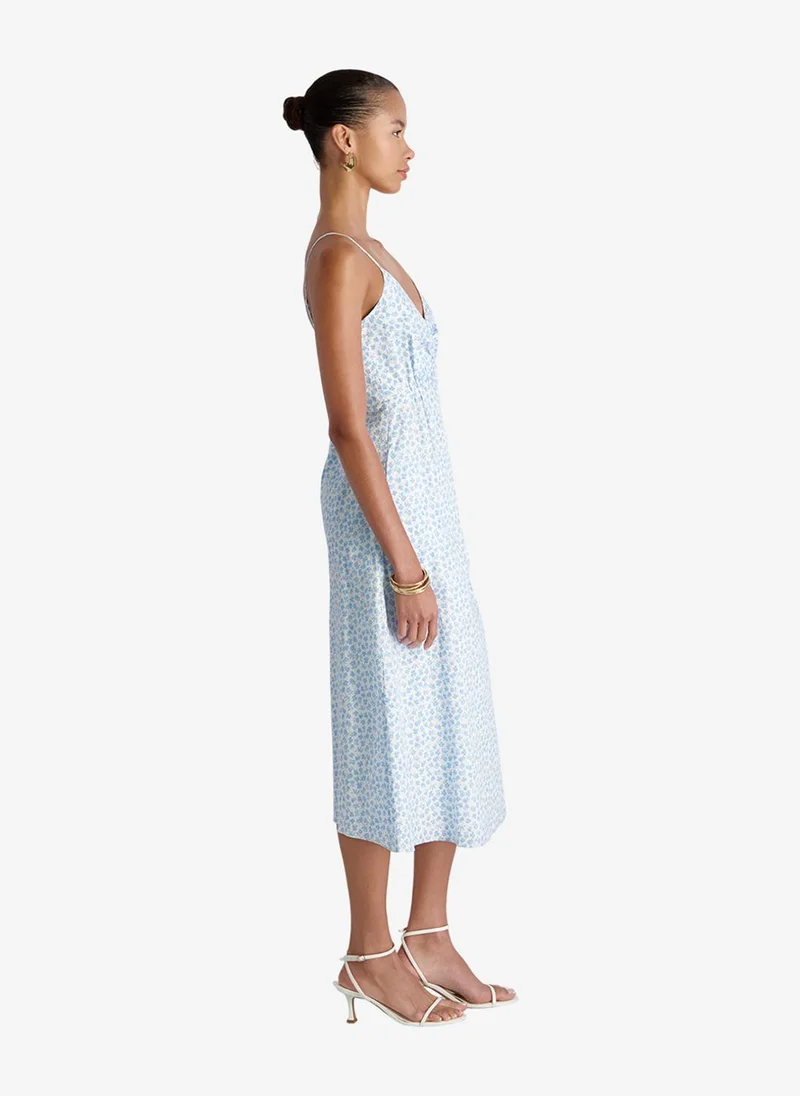 French Connection  Women's White-Poolside Blue Rhodes Pop Stacey Flr Midi Dress for Women | Best Price UAE