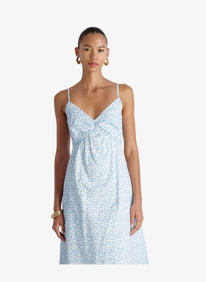 French Connection  Women's White-Poolside Blue Rhodes Pop Stacey Flr Midi Dress for Women | Best Price UAE