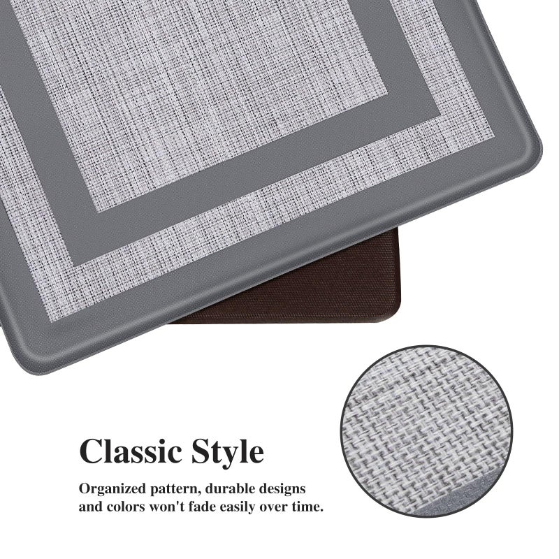 Mattitude Kitchen Mats Set of 2,Cushioned Anti-Fatigue Non-Skid Rug Sets Ergonomic Comfort Standing Mat for Kitchen, Floor, Office, Sink, Laundry, Gray and Gray - Image 3