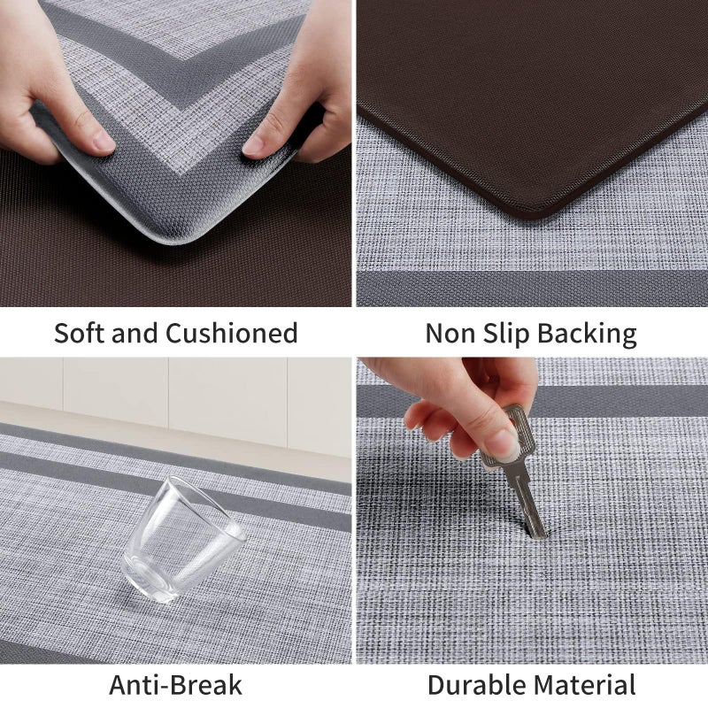 Mattitude Kitchen Mats Set of 2,Cushioned Anti-Fatigue Non-Skid Rug Sets Ergonomic Comfort Standing Mat for Kitchen, Floor, Office, Sink, Laundry, Gray and Gray - Image 4