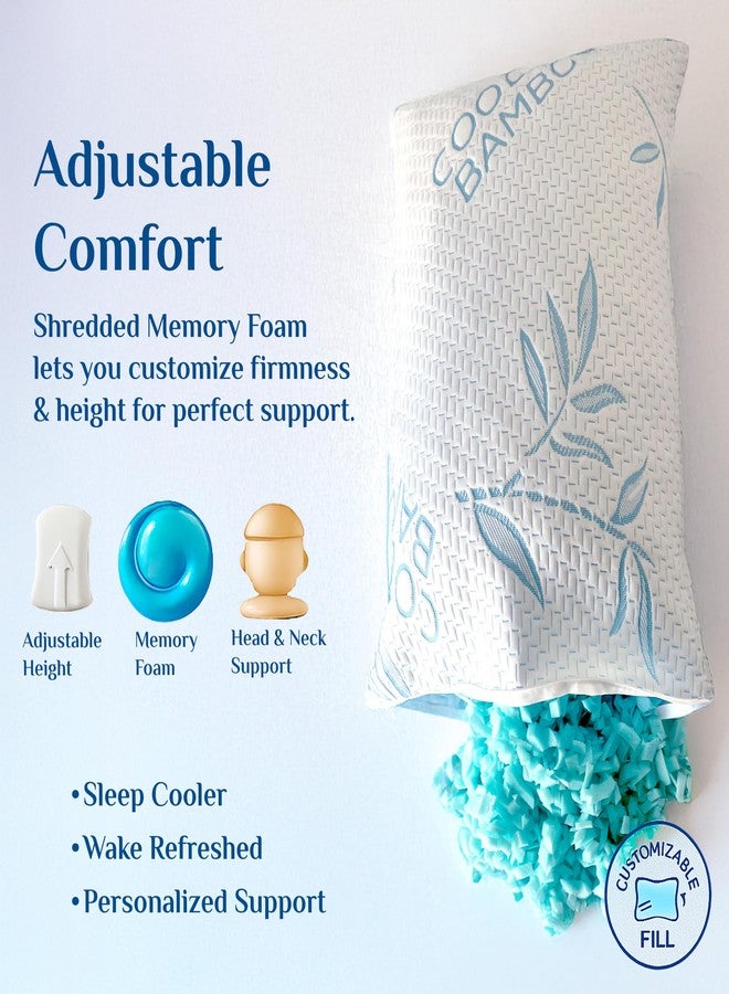 OMEO 2 Pack Queen Size Rayon Derived from Bamboo Pillow for Sleeping, Hypoallergenic Cooling Shredded Memory Foam Bed Pillows for Side, Back and Stomach Sleepers, Adjustable and Washable Cover - Image 3
