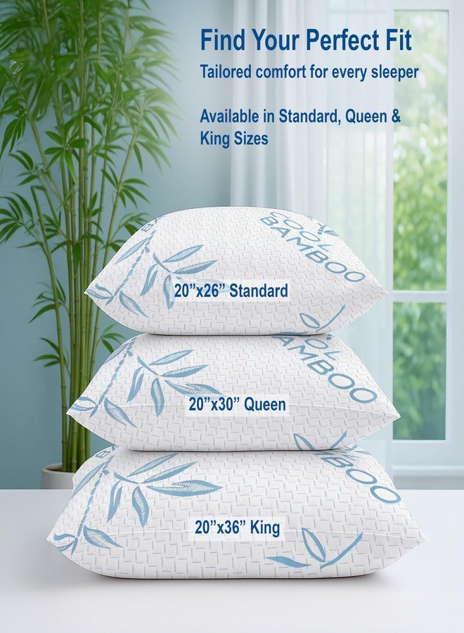 OMEO 2 Pack Queen Size Rayon Derived from Bamboo Pillow for Sleeping, Hypoallergenic Cooling Shredded Memory Foam Bed Pillows for Side, Back and Stomach Sleepers, Adjustable and Washable Cover - Image 2