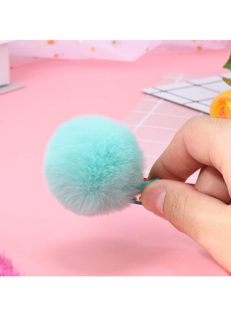 STAR BEJA 12 Pieces Ball Pompom Hair Clips Tie Colorful Fluffy Ball Fur Barrettes for Toddlers Baby Girl