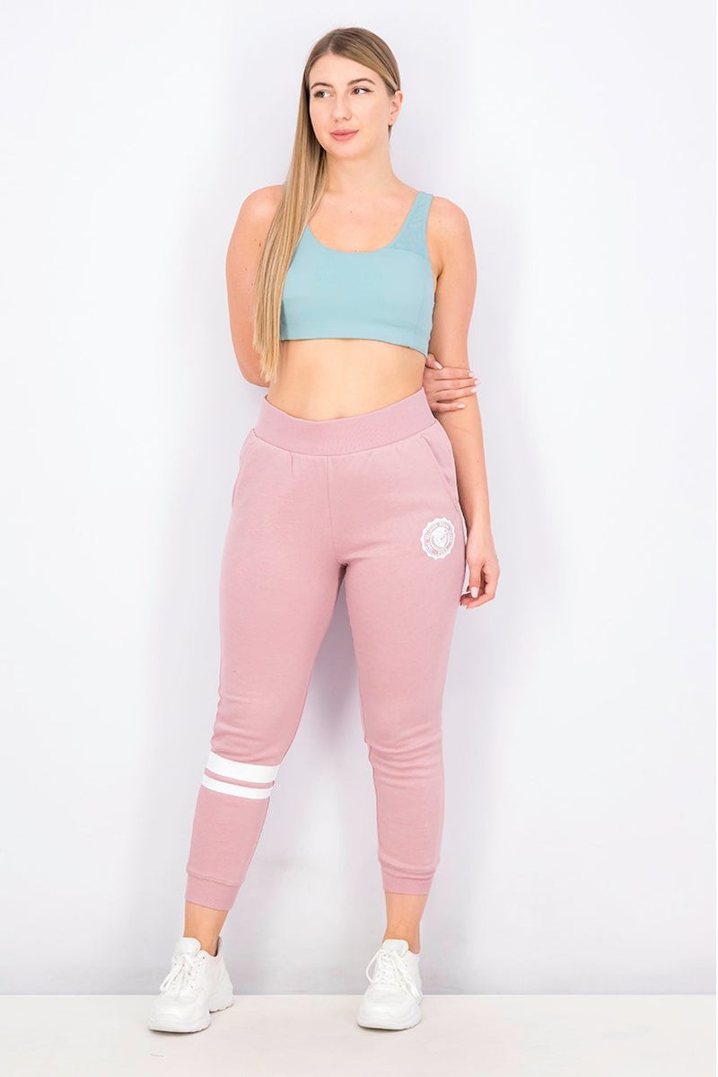 TRUE RELIGION Women Graphic Collegiate Slim Jogger Pants, Wood Rose - Image 4