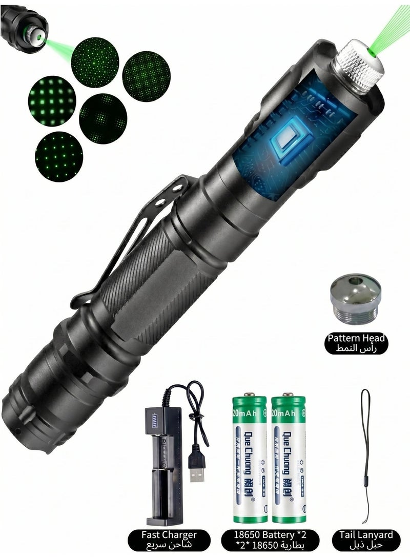 Portable LED Torch Light Laser Pointer Rechargeable Set Green - Image 1