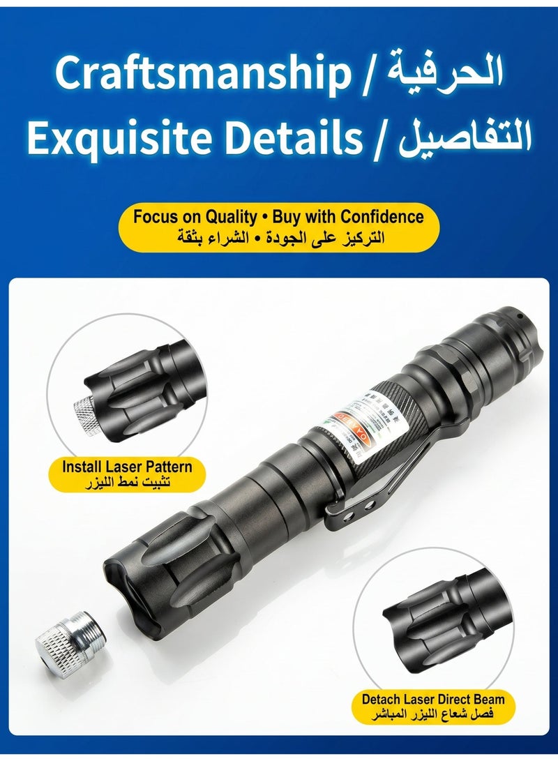 Portable LED Torch Light Laser Pointer Rechargeable Set Green - Image 2