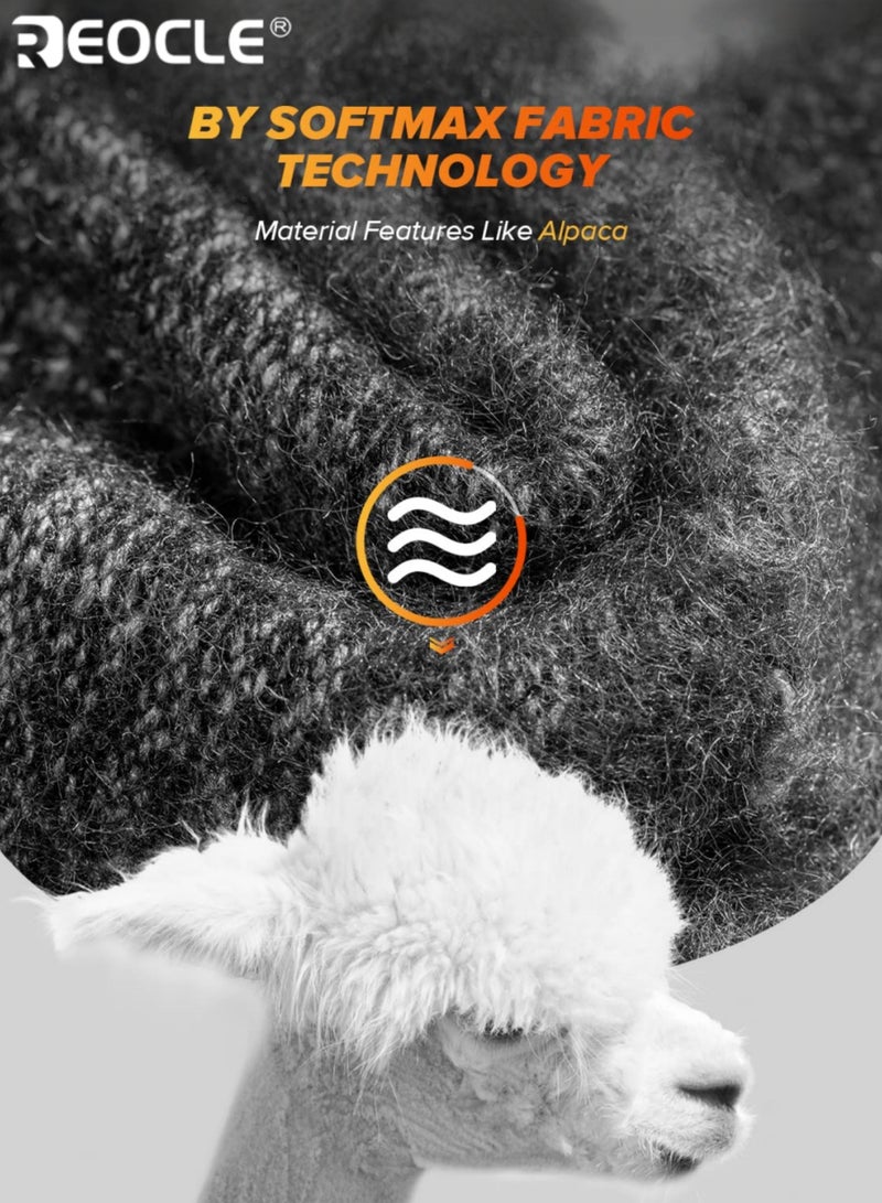 REOCLE Unisex Knitted Touchscreen Gloves Warm Winter Gloves with Anti-Slip Design & Elastic Cuff Thermal Gloves for Winter Outdoor Activities - Image 3