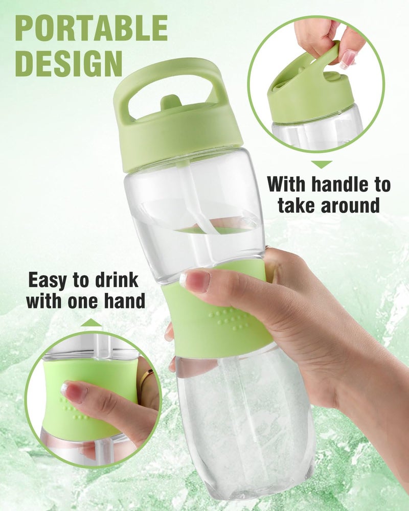 Sivaphe Kids Water Bottle with Straw BPA-Free  Transparent Tritan Leak-proof Portable Pregnant Water Bottle  Sports Clear Drinking Bottle for School 18 fl.oz Green - Image 3