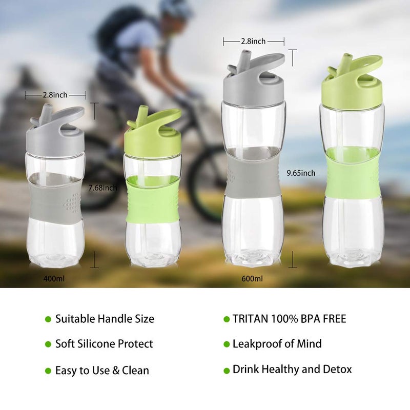 Sivaphe Kids Water Bottle with Straw BPA-Free  Transparent Tritan Leak-proof Portable Pregnant Water Bottle  Sports Clear Drinking Bottle for School 18 fl.oz Green - Image 4