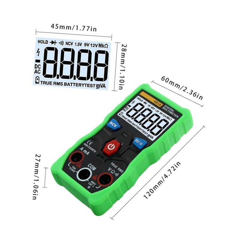 Green Auto Ranging Multimeter Voltmeter Capacitance Tester with Continuity - Image 3