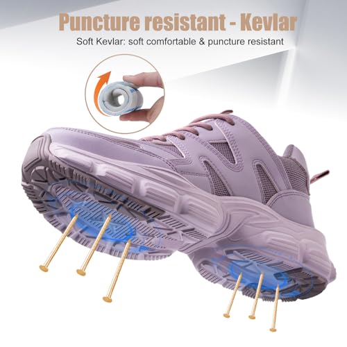 Hogent Steel Toe Shoes for Women Men Wide Non Slip Composite Work Sneakers Indestructible Comfortable Safety Tennis Shoes Lightweight Breathable Construction Sneakers Puncture Proof Ergonomic Design - Image 4