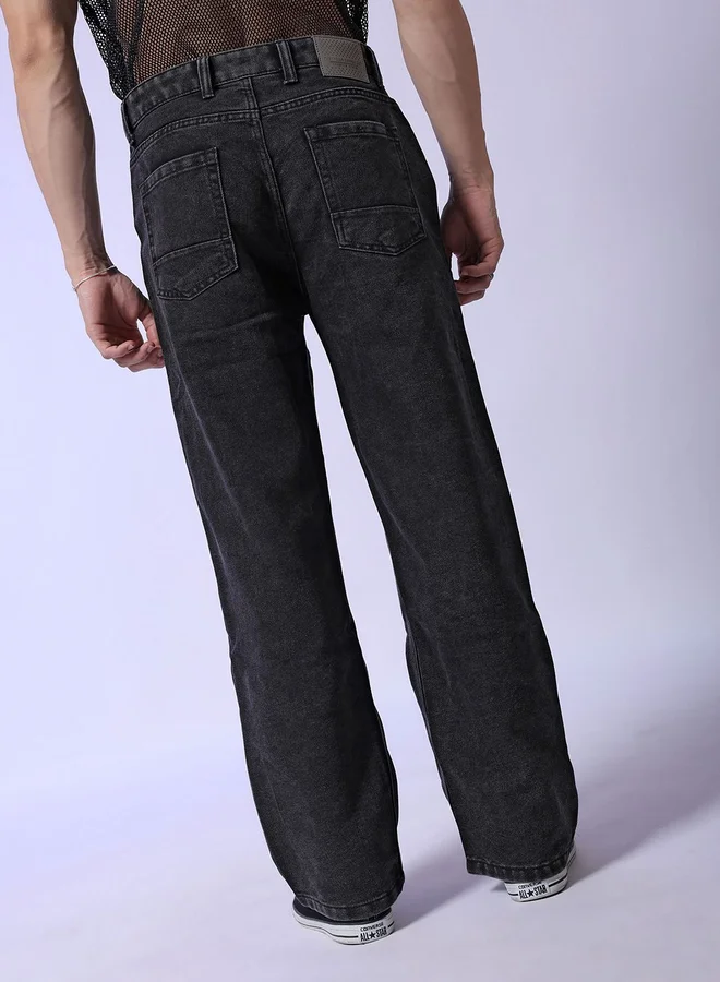 The Indian Garage Co The Indian Garage Co Men Dark Wash Baggy Cargo Jeans