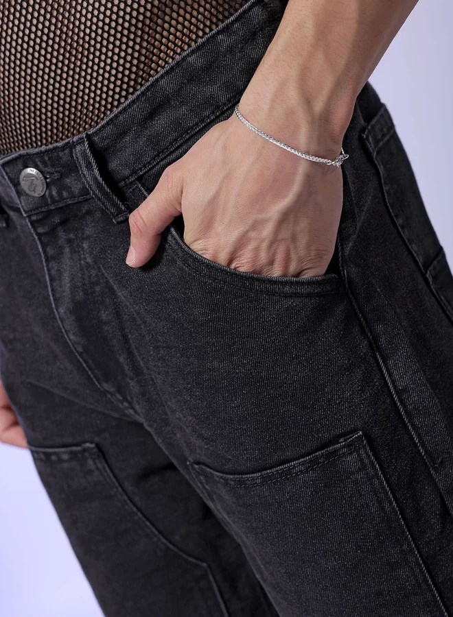 The Indian Garage Co The Indian Garage Co Men Dark Wash Baggy Cargo Jeans