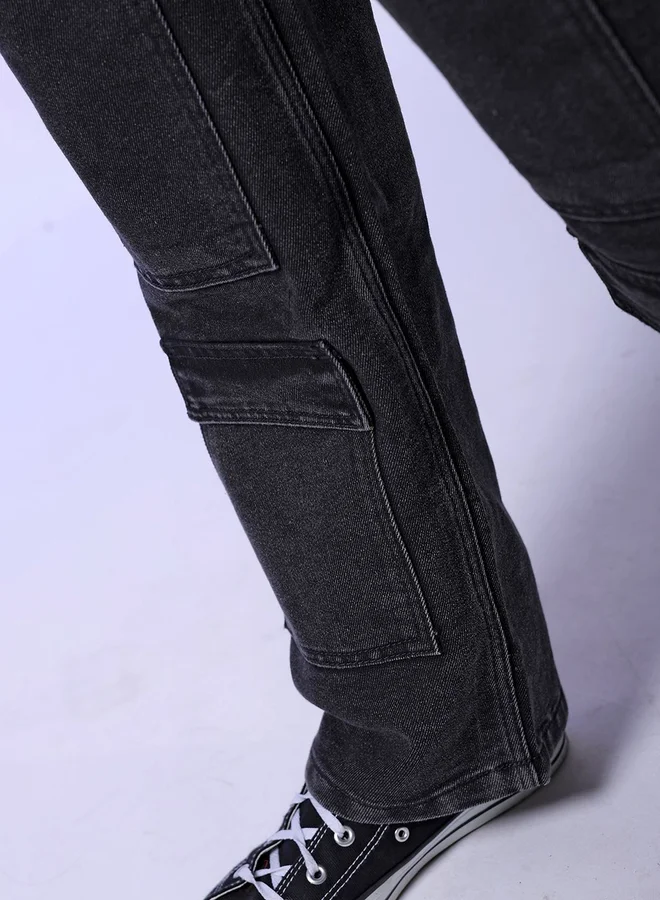 The Indian Garage Co The Indian Garage Co Men Dark Wash Baggy Cargo Jeans