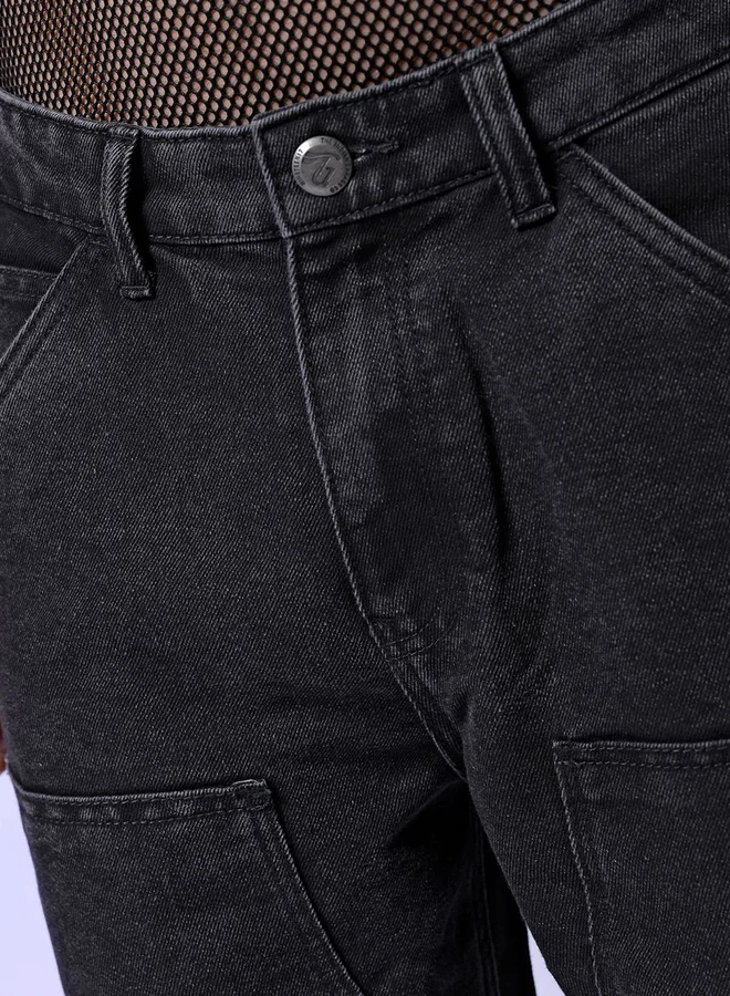 The Indian Garage Co The Indian Garage Co Men Dark Wash Baggy Cargo Jeans