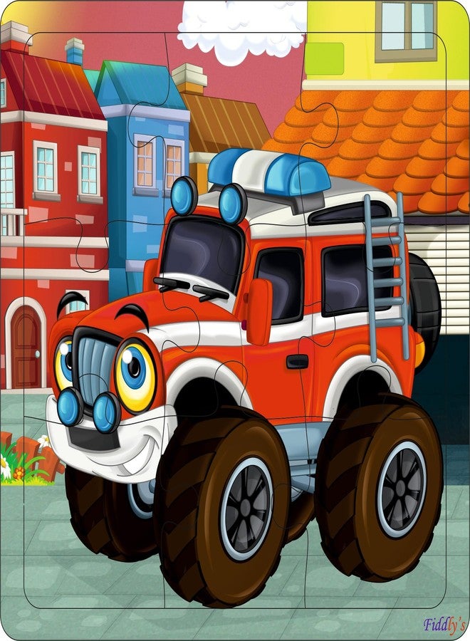 Fiddlys Wooden Jigsaw Puzzles for Kids & Children – 9 Pieces Each, Pack of 6|Double Layered Front & Back Print| Educational Toy for Boys & Girls Age 2 3 4 5 6 Year Old (Vehicles (Pack of 6)) - Image 4
