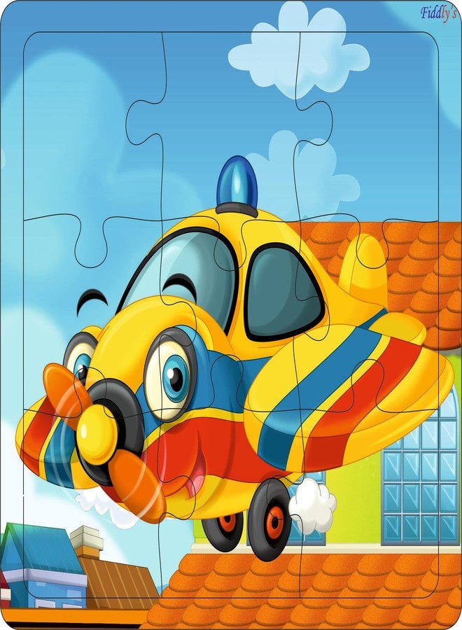 Fiddlys Wooden Jigsaw Puzzles for Kids & Children – 9 Pieces Each, Pack of 6|Double Layered Front & Back Print| Educational Toy for Boys & Girls Age 2 3 4 5 6 Year Old (Vehicles (Pack of 6)) - Image 5