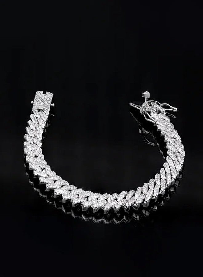 MIAMI Mc Stan bracelet for men Cuban Link Chain Silver Bracelet for boys Women girls gents Bracelets Iced Cubic Zirconia Stone diamond chain Bracelets Stainless Steel Ice Stylish Rapper M506 - Image 5