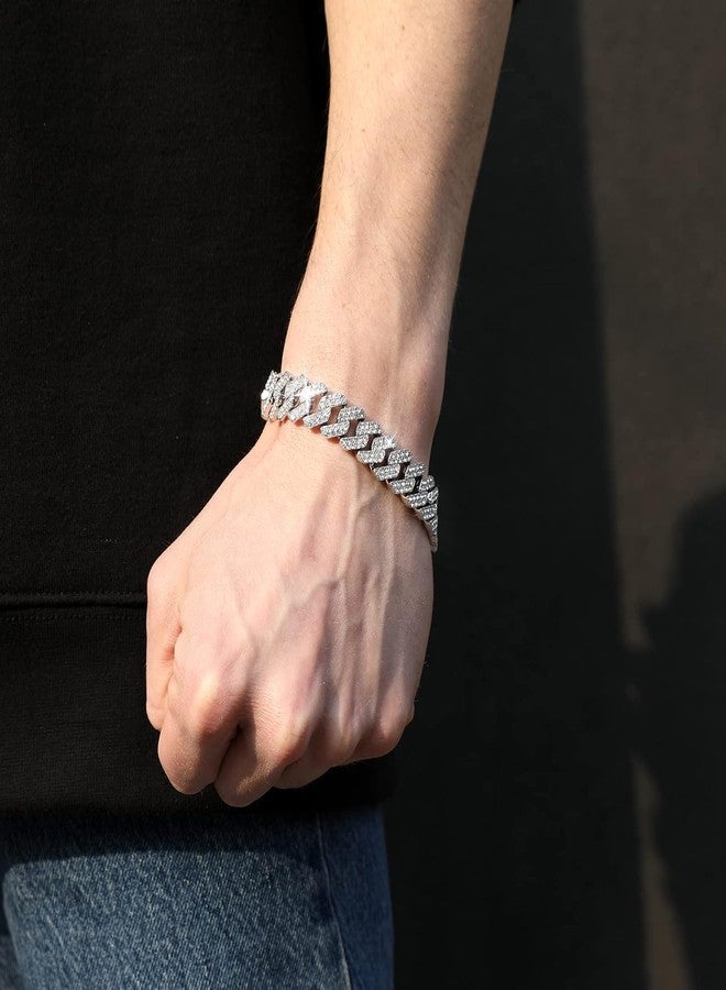 MIAMI Mc Stan bracelet for men Cuban Link Chain Silver Bracelet for boys Women girls gents Bracelets Iced Cubic Zirconia Stone diamond chain Bracelets Stainless Steel Ice Stylish Rapper M506 - Image 2