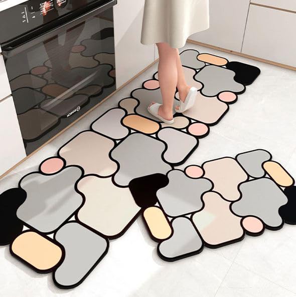 Glaceon Kitchen Mat 2 PCS Cushioned AntiFatigue Kitchen Rug Waterproof NonSlip Kitchen Mats and Rugs Heavy Duty PVC Ergonomic Comfort Rug for Kitchen Floor Home Office Sink Multi