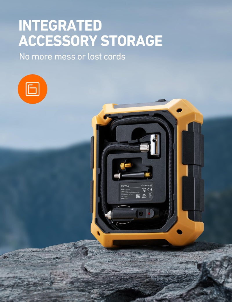 AstroAI Tire Inflator Air Compressor 12V DC Portable Air Compressor Car Accessories Auto Tire Pump 100PSI with LED Light Digital Air Pump for Car Tires Bicycles Other Inflatables - Image 3