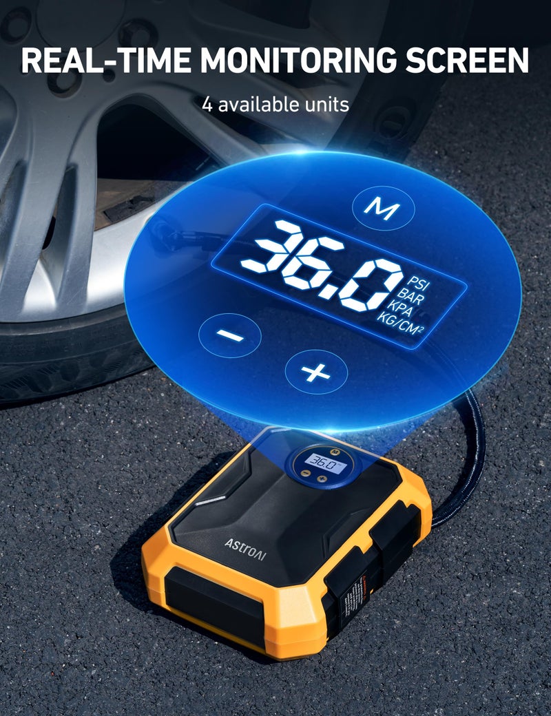AstroAI Tire Inflator Air Compressor 12V DC Portable Air Compressor Car Accessories Auto Tire Pump 100PSI with LED Light Digital Air Pump for Car Tires Bicycles Other Inflatables - Image 4