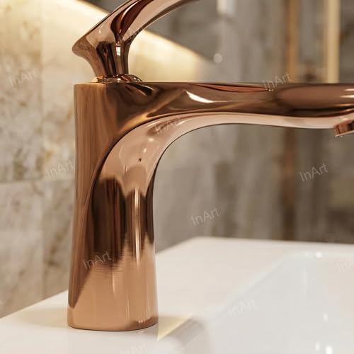 InArt Single Lever Basin Mixer - Rose Gold | Deck Mount | Plated Finish | Brass Material | Colour (Rose Gold) - Image 5
