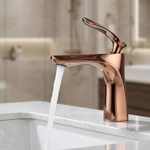 InArt Single Lever Basin Mixer - Rose Gold | Deck Mount | Plated Finish | Brass Material | Colour (Rose Gold) - Image 1
