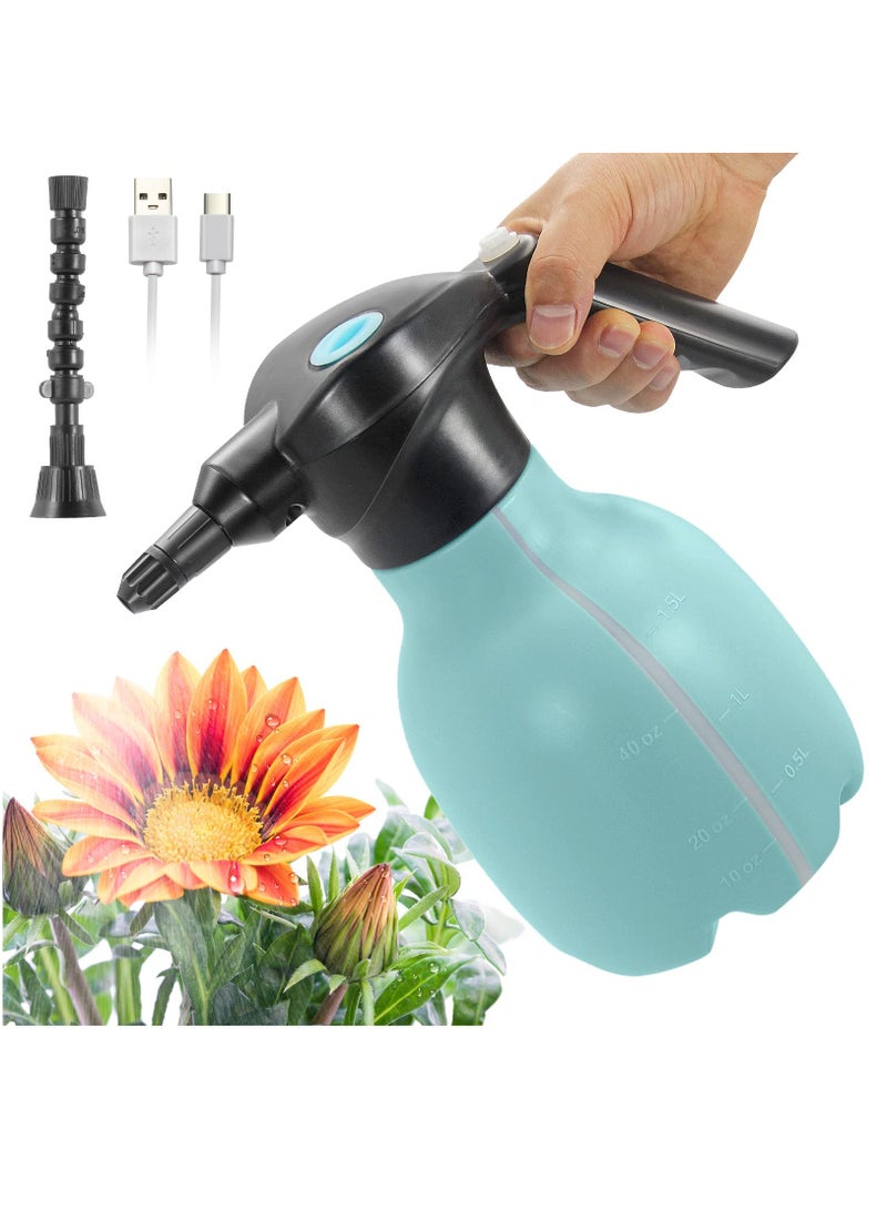 Excefore زجاجة رش كهربائية، 1.5 لتر دلو سقي للنباتات الداخلية/الخارجية، جهاز رش آلي يعمل ببطارية قابلة لإعادة الشحن مع فوهة قابلة للتعديل للحدائق، والتسميد، والتنظيف (أزرق) - Image 1