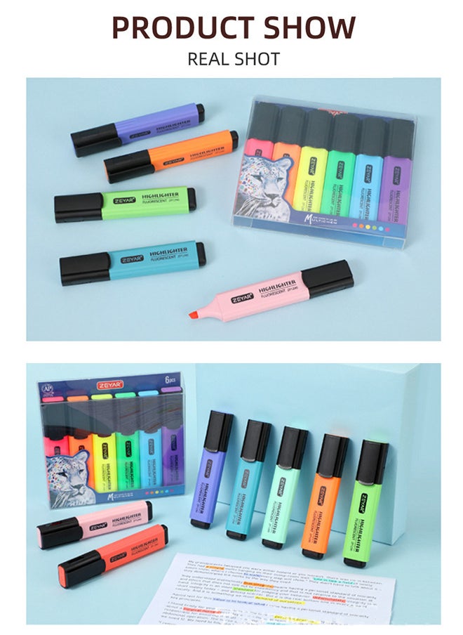 6 Pcs Highlighters Pastel Markers Stationary Supplies for Office School