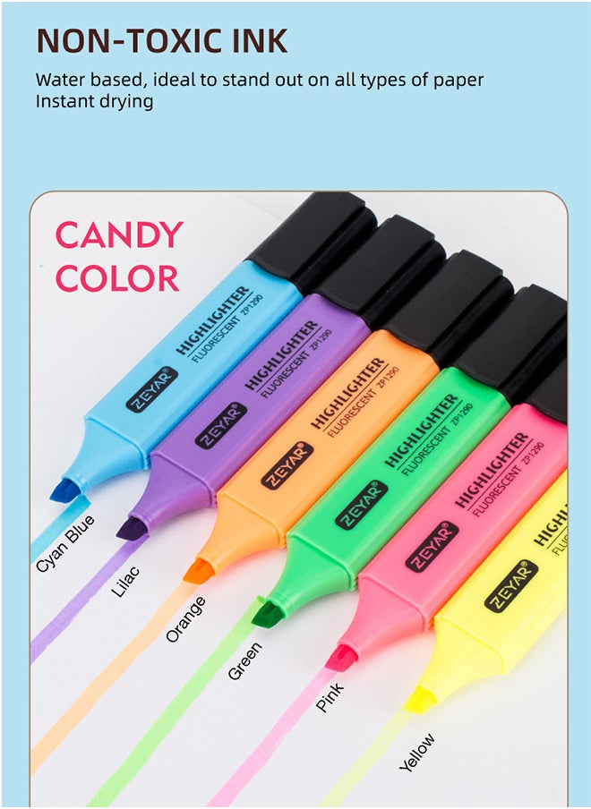 6 Pcs Highlighters Pastel Markers Stationary Supplies for Office School