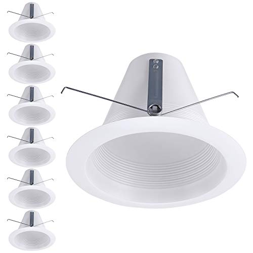 TORCHSTAR 6 Inch Recessed Can Light Trim, Air Tight Baffle Trim, IC-Rated Anti-Glare for 6 Inch Can, Self-Flanged Recessed Light Trim, White, Pack of 6 - Image 1