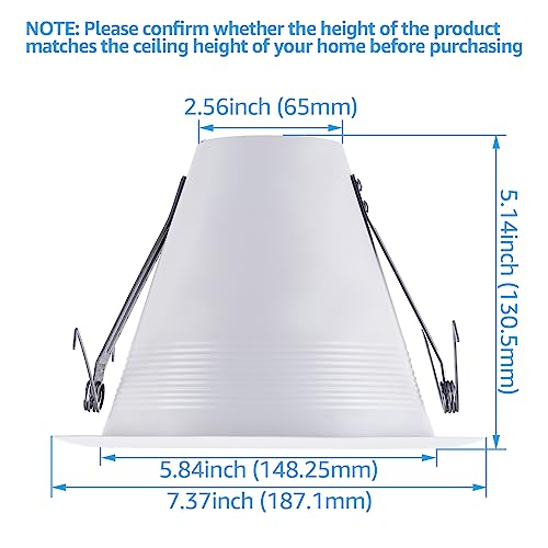 TORCHSTAR 6 Inch Recessed Can Light Trim, Air Tight Baffle Trim, IC-Rated Anti-Glare for 6 Inch Can, Self-Flanged Recessed Light Trim, White, Pack of 6 - Image 2