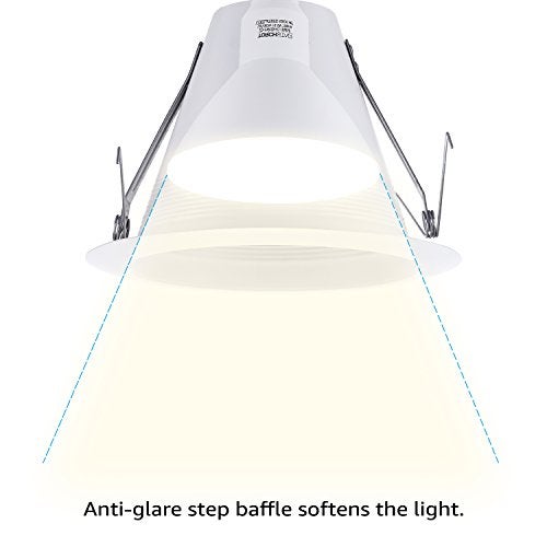 TORCHSTAR 6 Inch Recessed Can Light Trim, Air Tight Baffle Trim, IC-Rated Anti-Glare for 6 Inch Can, Self-Flanged Recessed Light Trim, White, Pack of 6 - Image 3