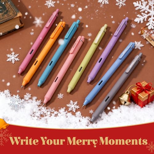 WRITECH Fine Point Gel Pens 8ct 05mm Multi Colored Ink Colors Retractable Pen for Smooth Writing Note Taking Journaling Assorted Coloring No Bleed Smear Smudge Vintage Set - Image 3