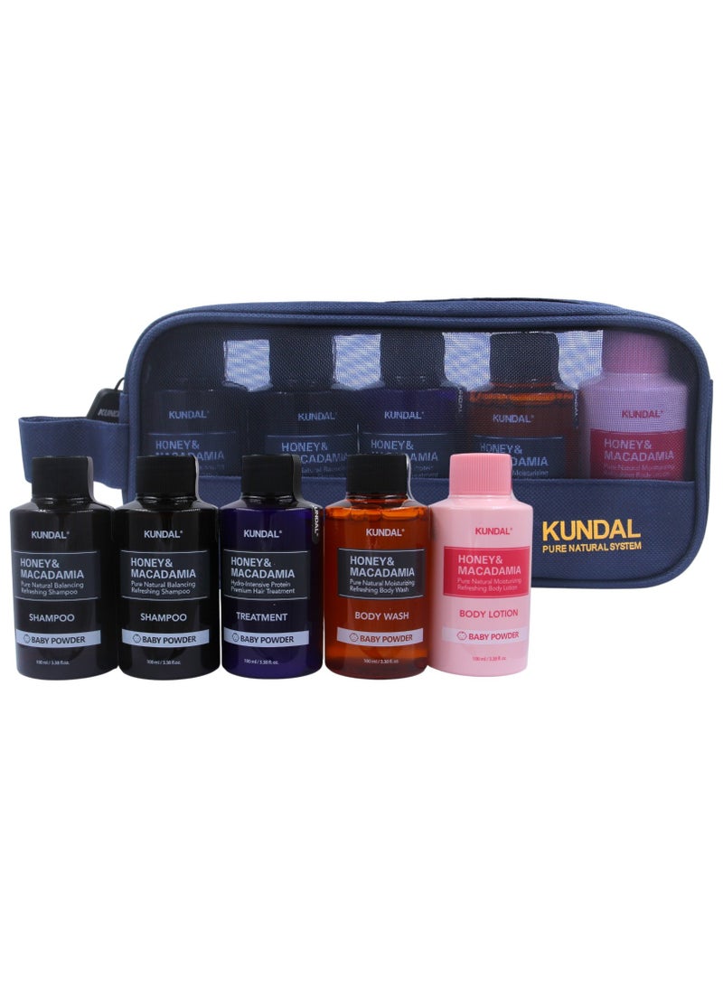 كاندال مجموعة السفر 5 منتجات  - بودرة الأطفال ( 2 شاميو - معالج - غسول - لوشن  كل عبوة 100 مل ) 500 مل