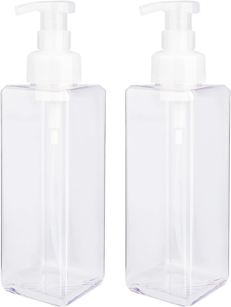 UUJOLY Foaming Soap Dispenser 1L (33.8oz) Refillable Plastic Pump Bottle for Liquid Soap, Shampoo, Body Wash (2 Pcs) (Clear) - Image 1