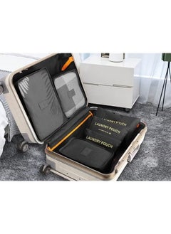 Generic 6 Pcs Travel Organizer Storage Bags Suitcase Packing Cubes Cases Portable Wardrobe Luggage Clothes Shoe Pouch Fold (Black)  - Image 5