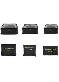 Generic 6 Pcs Travel Organizer Storage Bags Suitcase Packing Cubes Cases Portable Wardrobe Luggage Clothes Shoe Pouch Fold (Black)  - Image 3