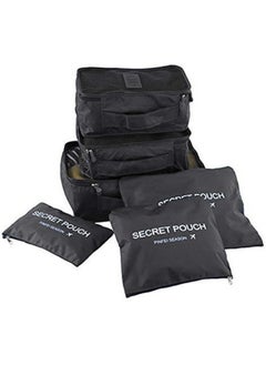 Generic 6 Pcs Travel Organizer Storage Bags Suitcase Packing Cubes Cases Portable Wardrobe Luggage Clothes Shoe Pouch Fold (Black)  - Image 2
