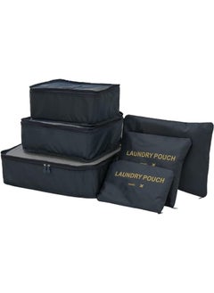 Generic 6 Pcs Travel Organizer Storage Bags Suitcase Packing Cubes Cases Portable Wardrobe Luggage Clothes Shoe Pouch Fold (Black)  - Image 1