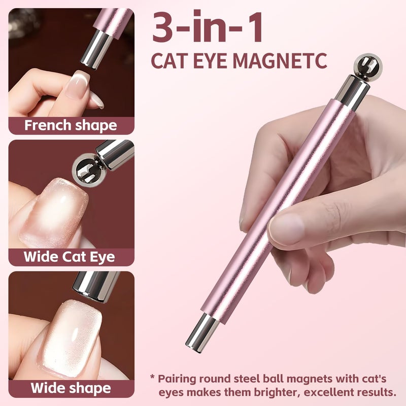 uadbau 4-Piece Cat Eye Magnet Set â€“ Black Bead-Attracting Nail Magnet Pen & Heart-Shaped Magnet for Nails, Nail Magnets for Nail Art, Cat Eye Magnet for Nail Art, Perfect for Home DIY, Nail Art Design - Image 2