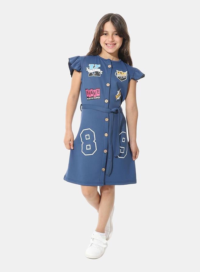 Red Circle Front Printed Dress g04 - Image 1