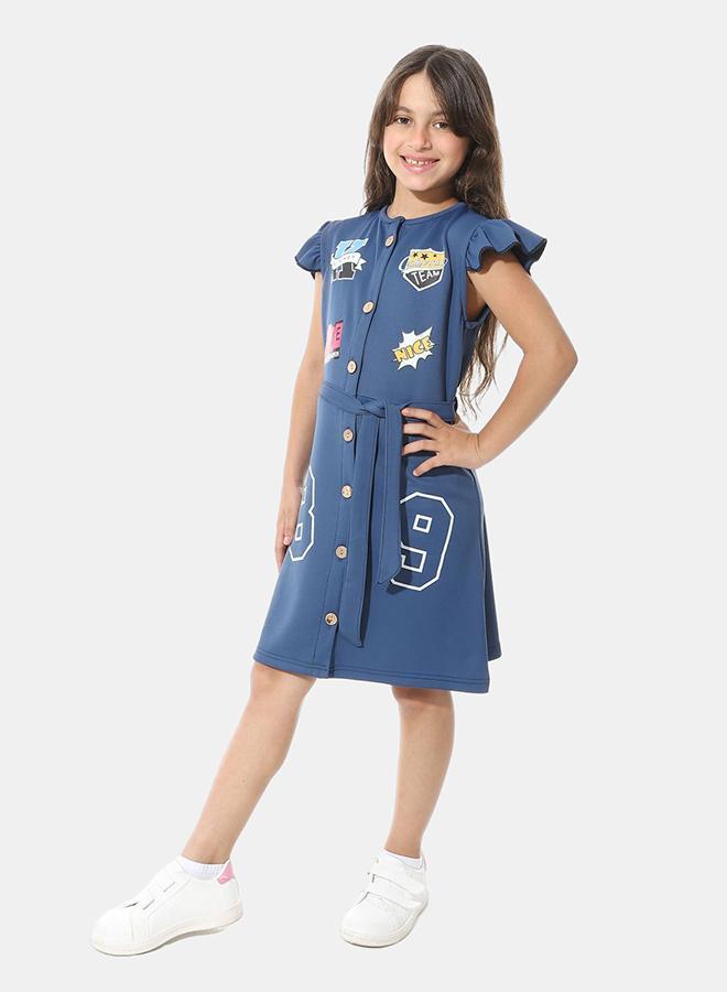 Red Circle Front Printed Dress g04 - Image 2